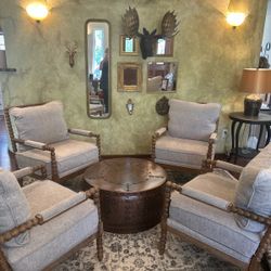 Livingroom Chairs With Metal Riveted Coffee Table