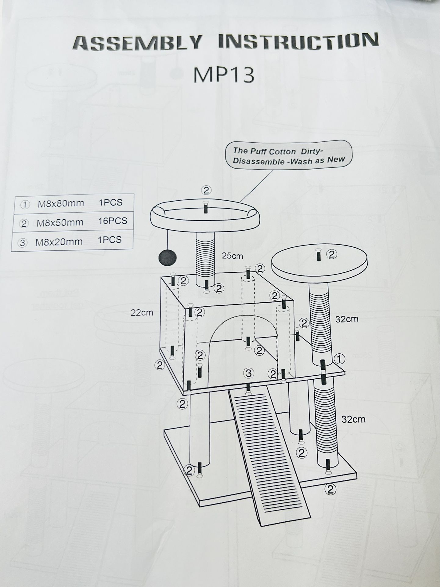 MIAO PAW 13Cat Tree Tower for Indoor Cats Condo with Sisal Scratching
