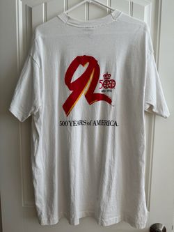 Vintage 90s 1942 “500th Anniversary of America" OG Fruit Of Loom Tag RARE T-Shirt Size XL