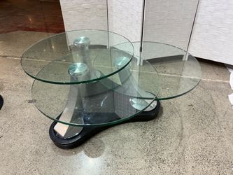 Modern Three Section Swivel Glass Tops Coffee Table