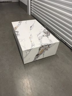 Modern Minimalist Faux Marble Rectangular Coffee Table