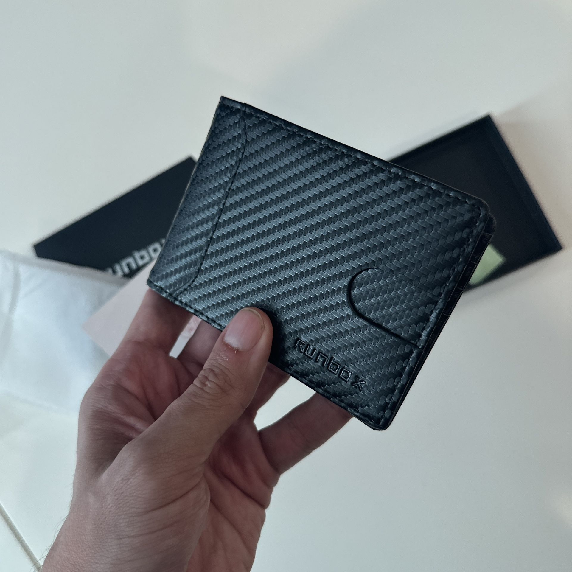 RUNBOX Novelty Wallet for Men Slim 11 Credit Card Holder Slots Leather RFID Blocking Small Thin