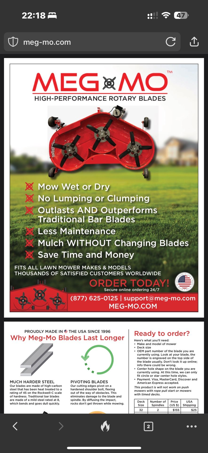Meg-Mo Rotary Blades Fits Cub cadet ZT3 60” Deck With 3 Spindles.