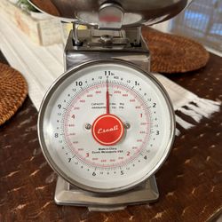 San Jamar Escali Promzr Mechanical Dial Scale with Bowl for Kitchens and Restaurants, Metal, 2 Pounds, Silver