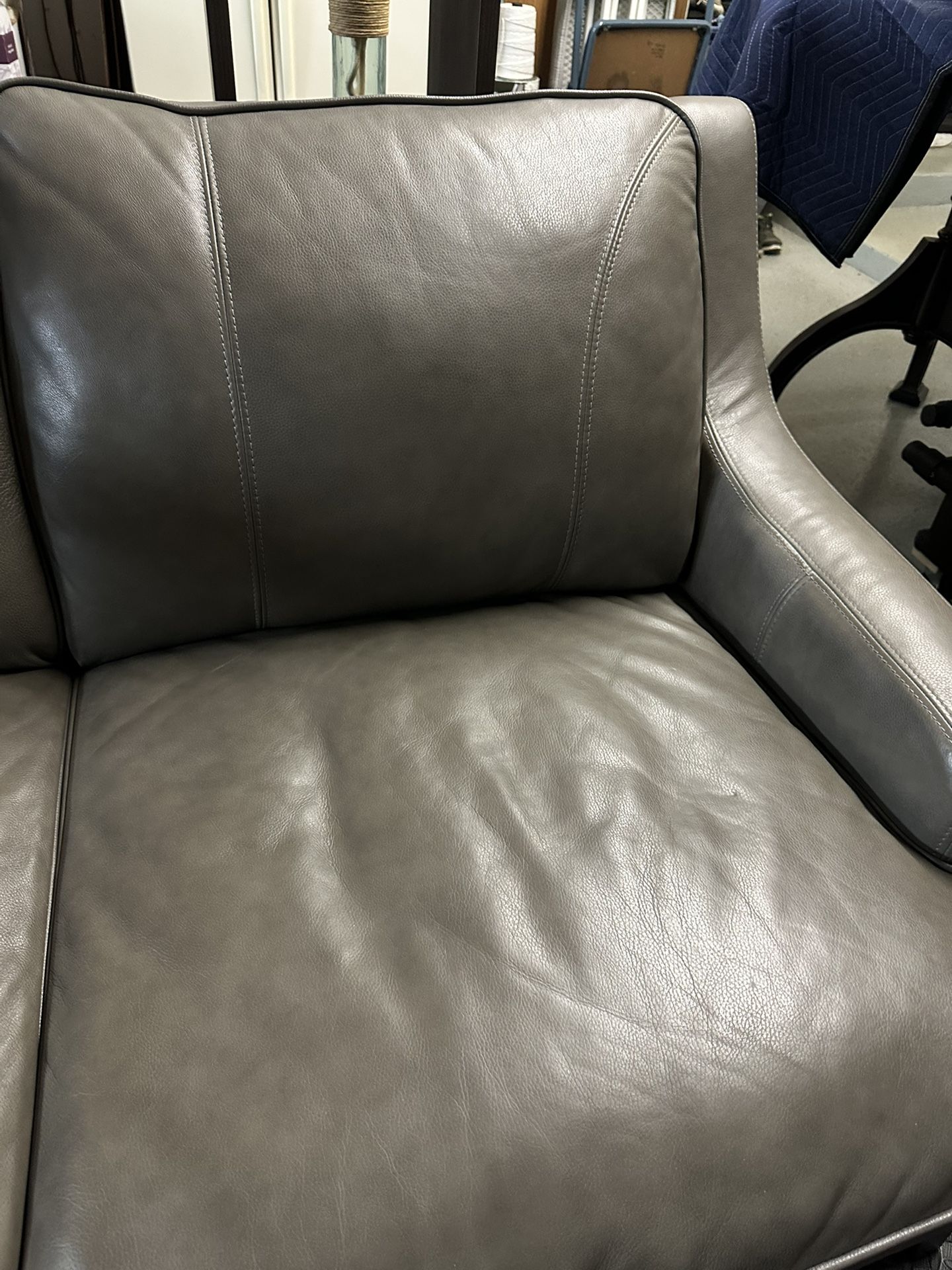 Grey Leather Loveseat