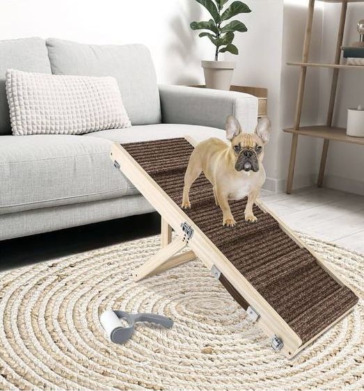Small Dog Ramp, Adjustable Portable Folding Wooden Pet Ramp