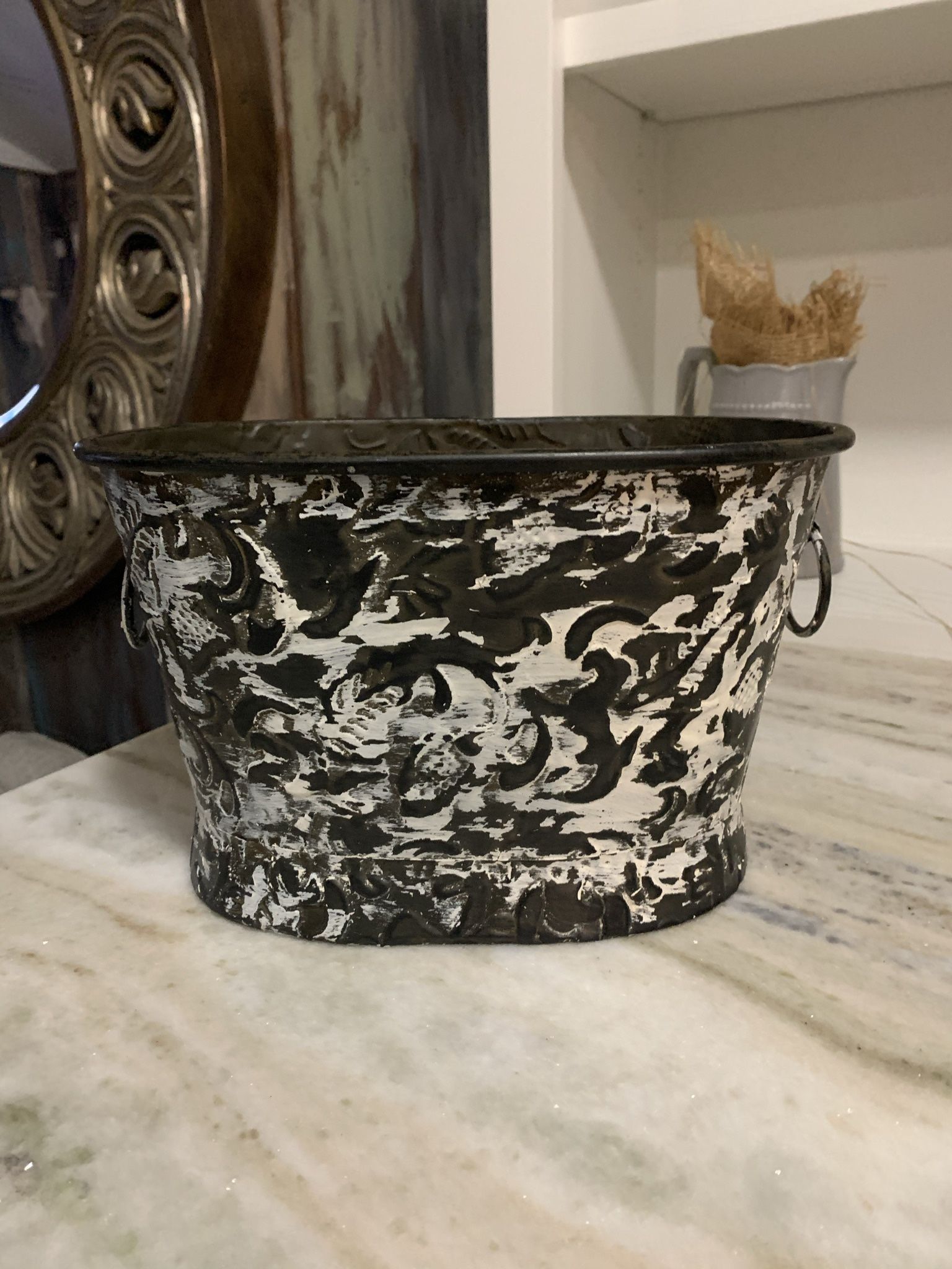 Metal bin. From home interior distressed