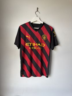 Puma Men's 2022-23 Manchester City Away Jersey Black Red Size M Medium Etihad