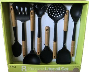 Miu 8-Piece Silicone Utensil Set With Beechwood Handles- Item 1796154