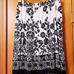 Vintage Black & White Floral Skirt