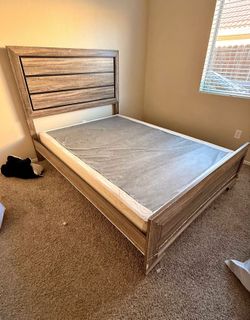 Full wood bed frame with headboard and footboard