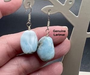 Larimar Genuine Stone Handmade Earrings