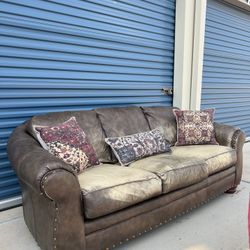 Rustic Style Leather Sofa