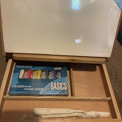 Foldable Easel With Canvas And Paints