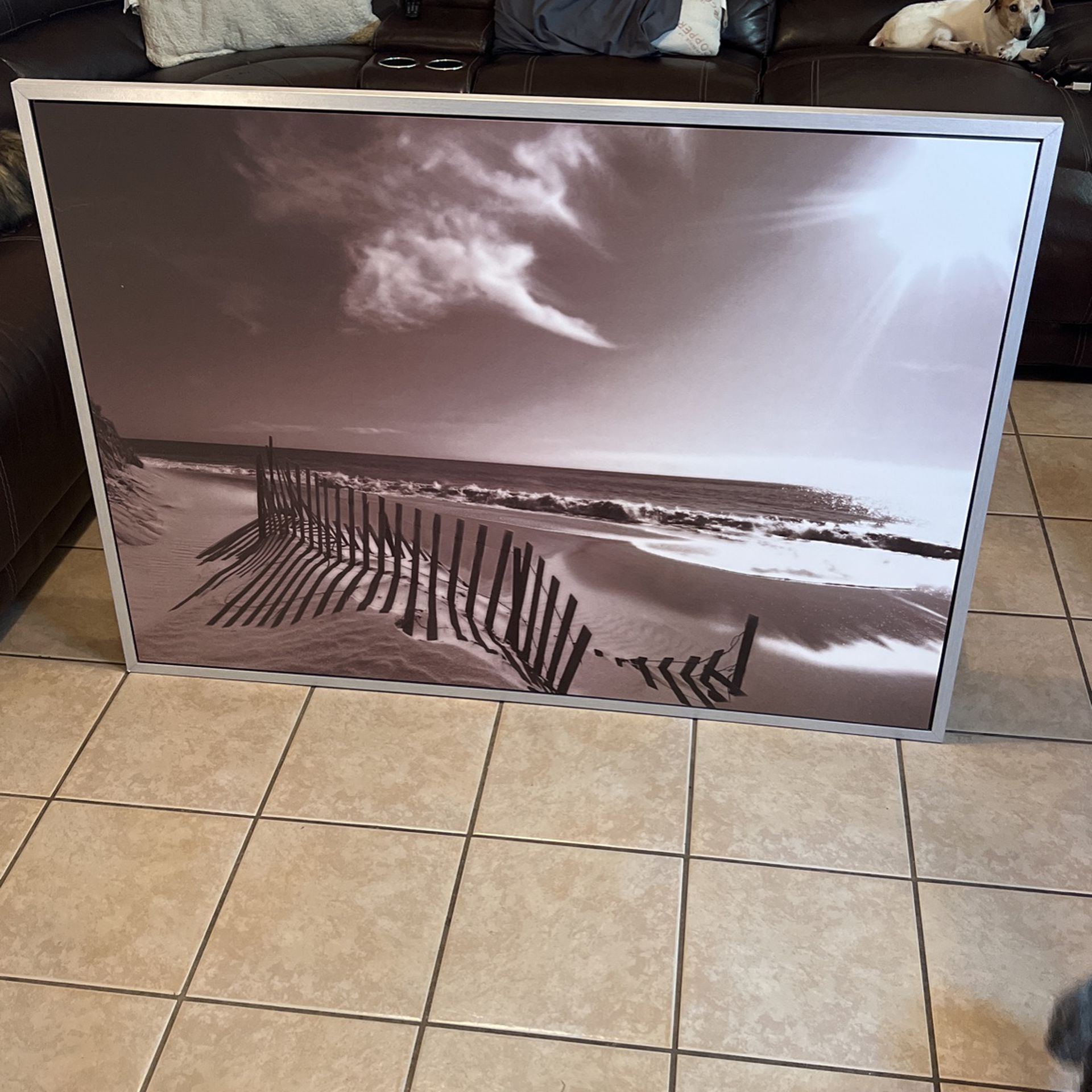 Framed Canvas Beach Scenery 