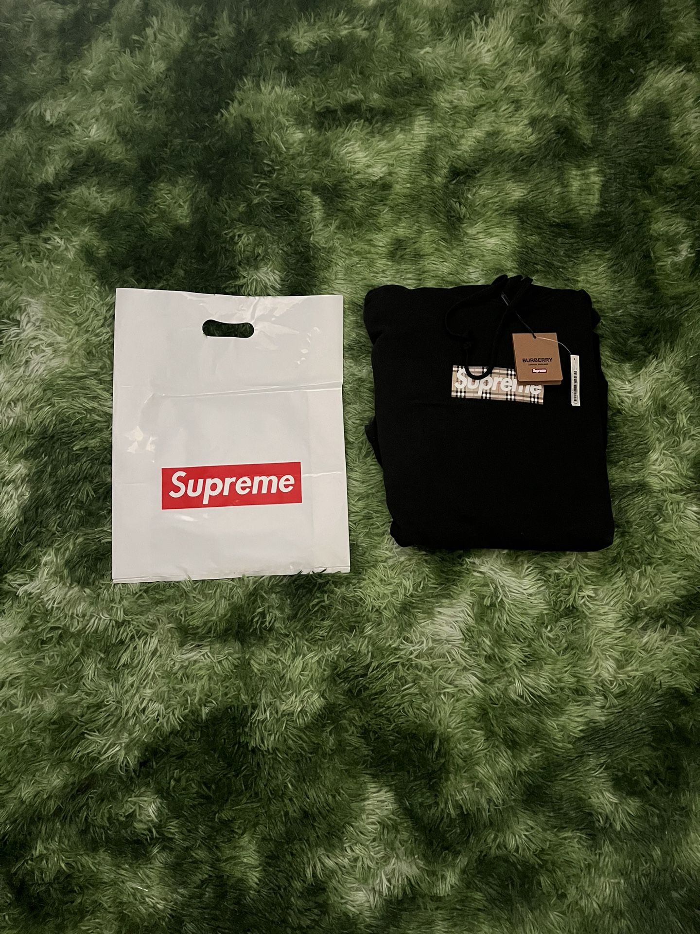 supreme burberry box logo print hoodie