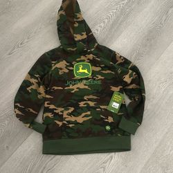 John Deere Boys Graphic Fleece Long Sleeve Hoodie, Size Small 6-7