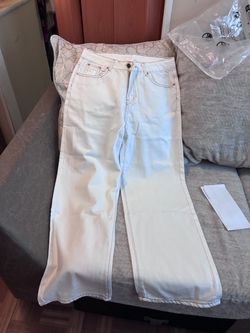 White Jeans with Contrast Stitching