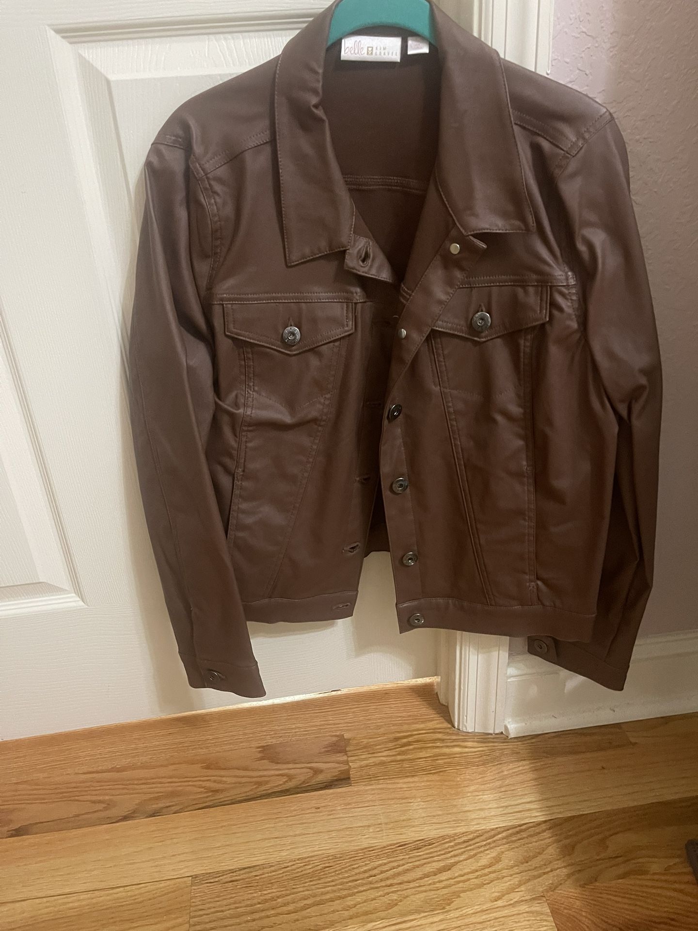 40% Off!!! Brown Faux Leather Bomber Jacket Medium