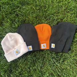 Carhartt Knit Beanies Bundle (4) – Neutral & Orange Gorros Carhartt (4) – Colores neutros y naranja
