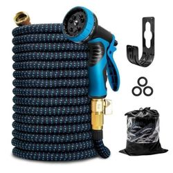 Expandable Garden Hose 75 ft Water Hose with 10 Function Spray Nozzle, Light