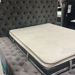 Cama Queen Gris Con Storage Nueva En Caja