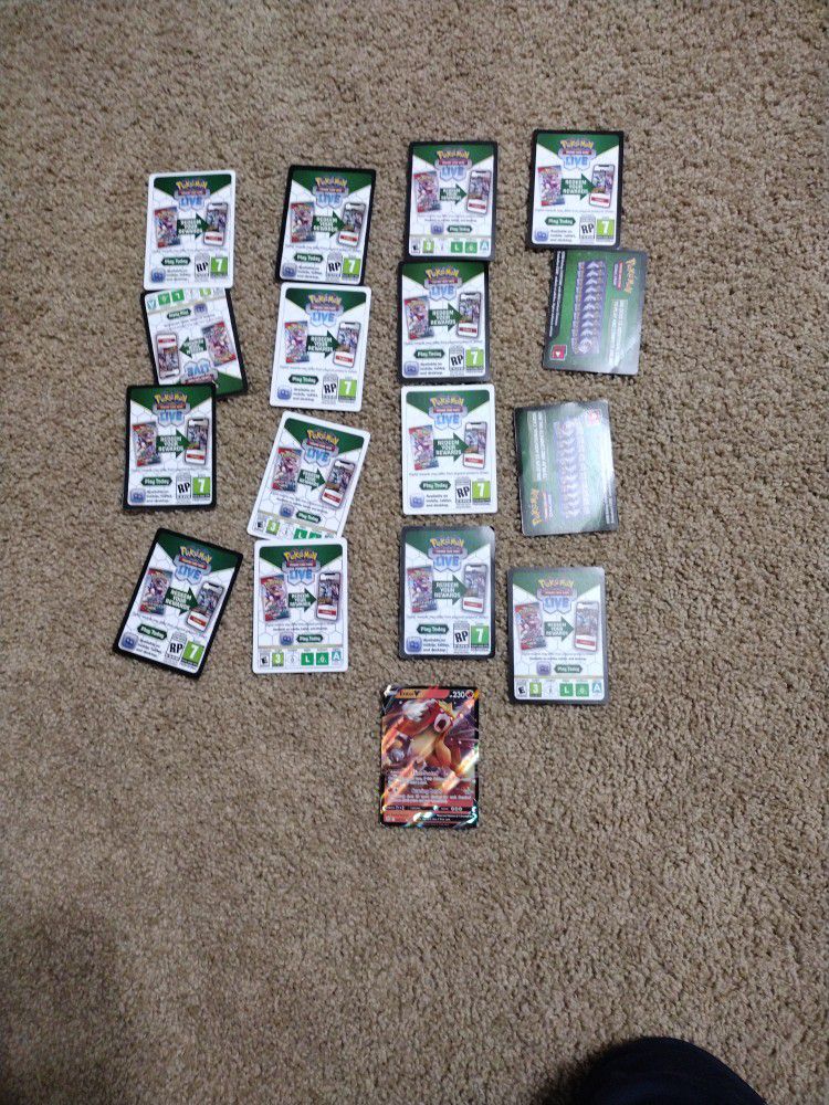 Pokemon Code Cards 16 Unused And One V Card Included