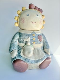 vintage sweet rag doll design cookie jar