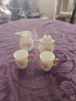 Partial Miniature Rose Tea Cup Set