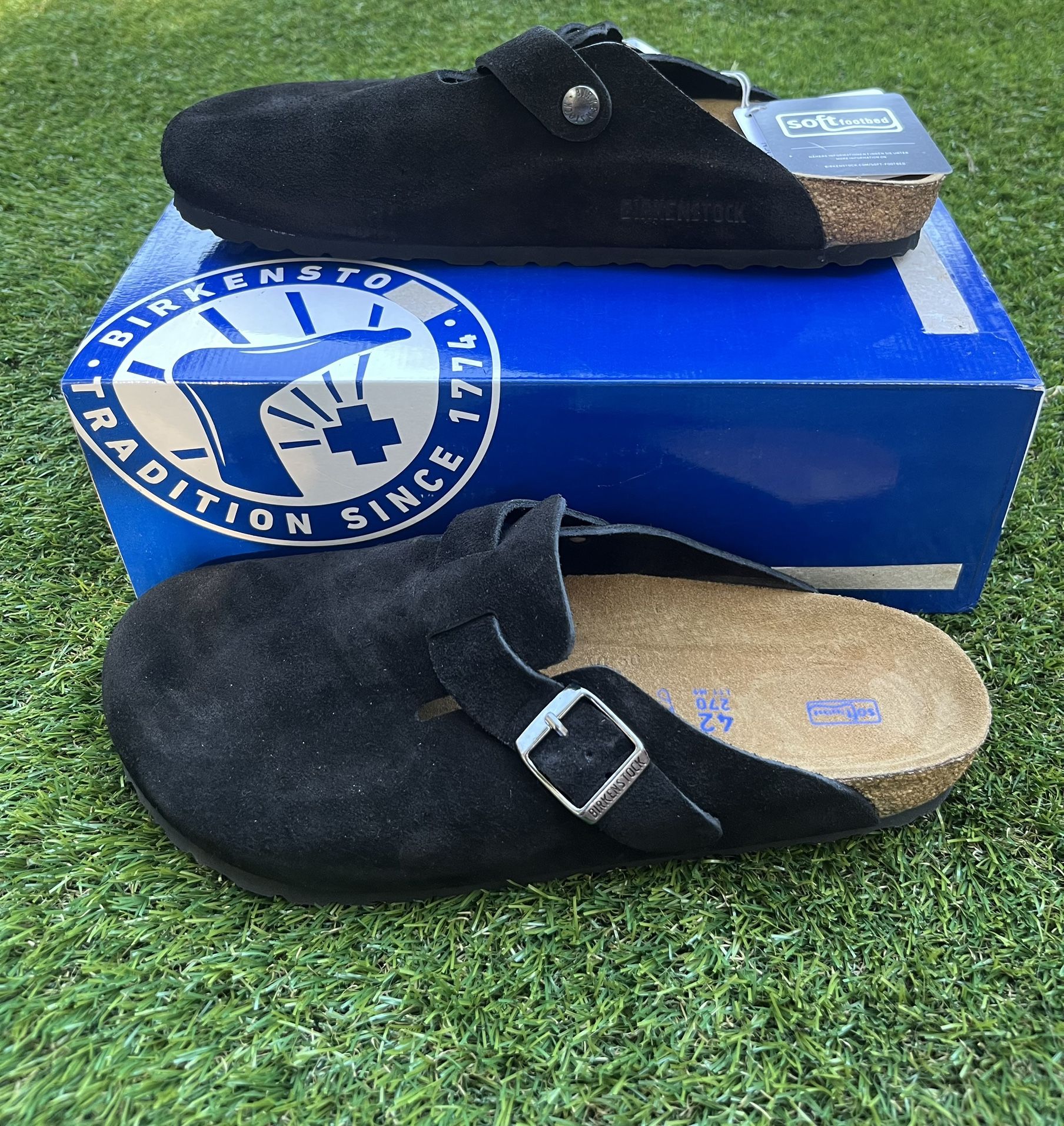 Birkenstock Boston Clogs black swade mens size 42