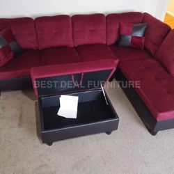 New Sectional + Storage Ottoman  — Left or Right Chaise — Delivery Available 