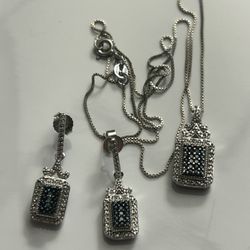 Diamond / Sterling Silver Ladies Fine Jewelry Set 