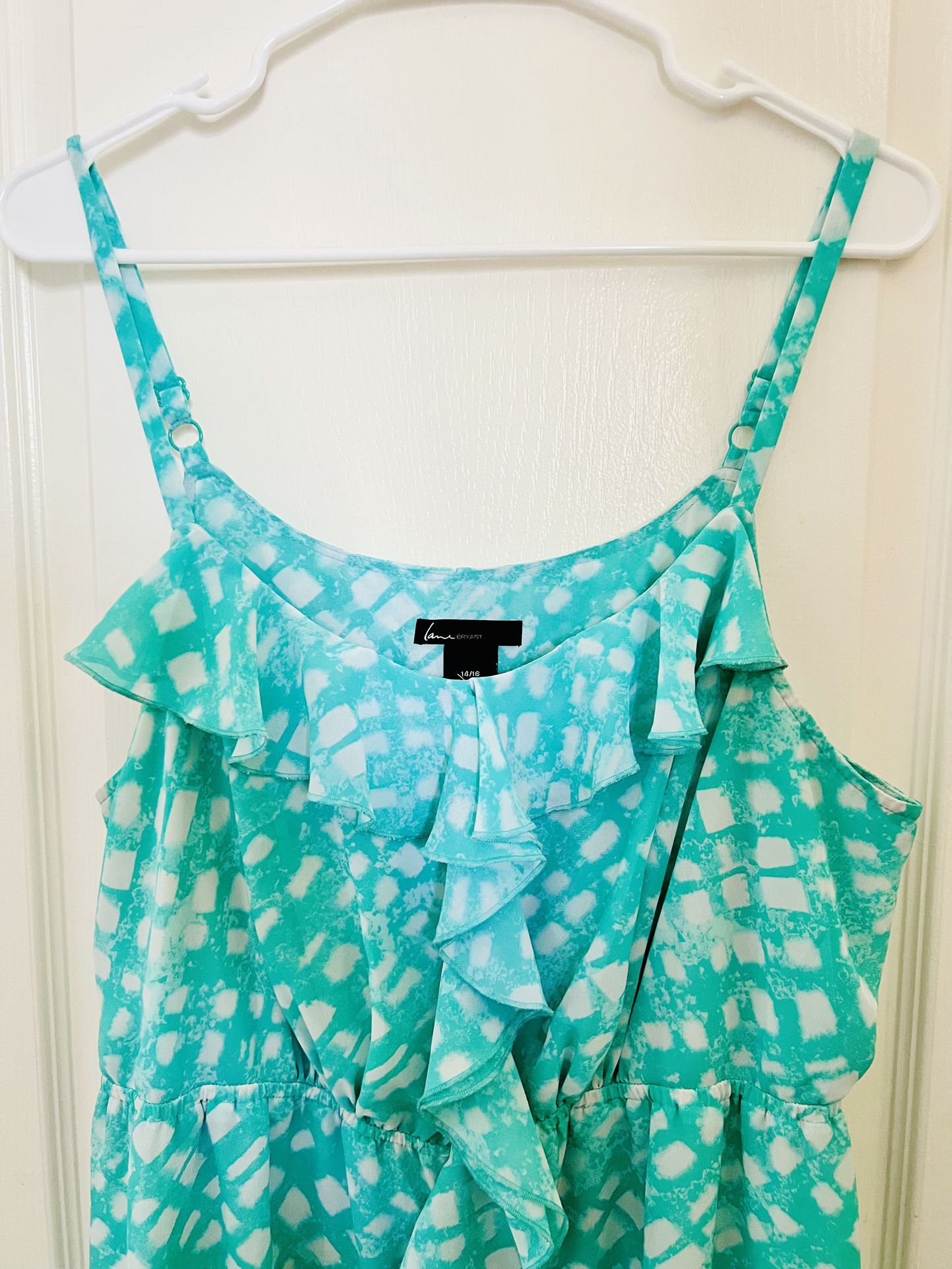 Lane Bryant Mint Green / Teal Summer dress, adjustable straps, elastic ...