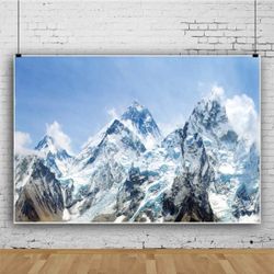 DORCEV 5x4ft Snow Mountain Scenery Backdrop Cold Winter Snowy Mountain Outdoor A