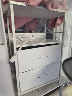 Corner end table with drawers and outlets