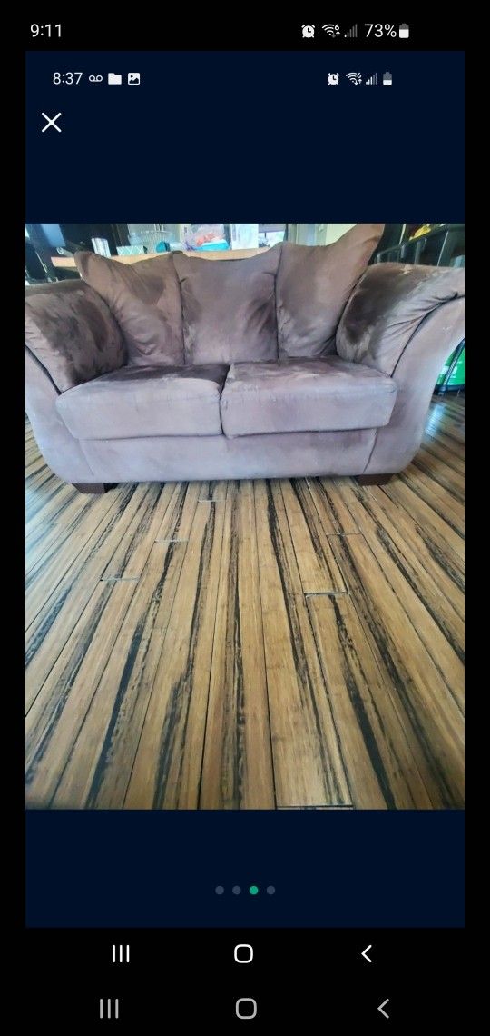 (Free) Brown Suede Love Seat