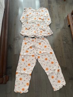 Tea Time Print 2-Piece Cotton Pajama Set women size M