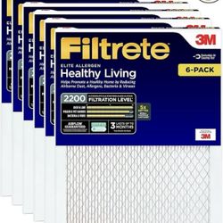 6 Pack Filtrete Healthy Living Elite 20x30x1 Allergen Reduction AC Furnace Air Filter