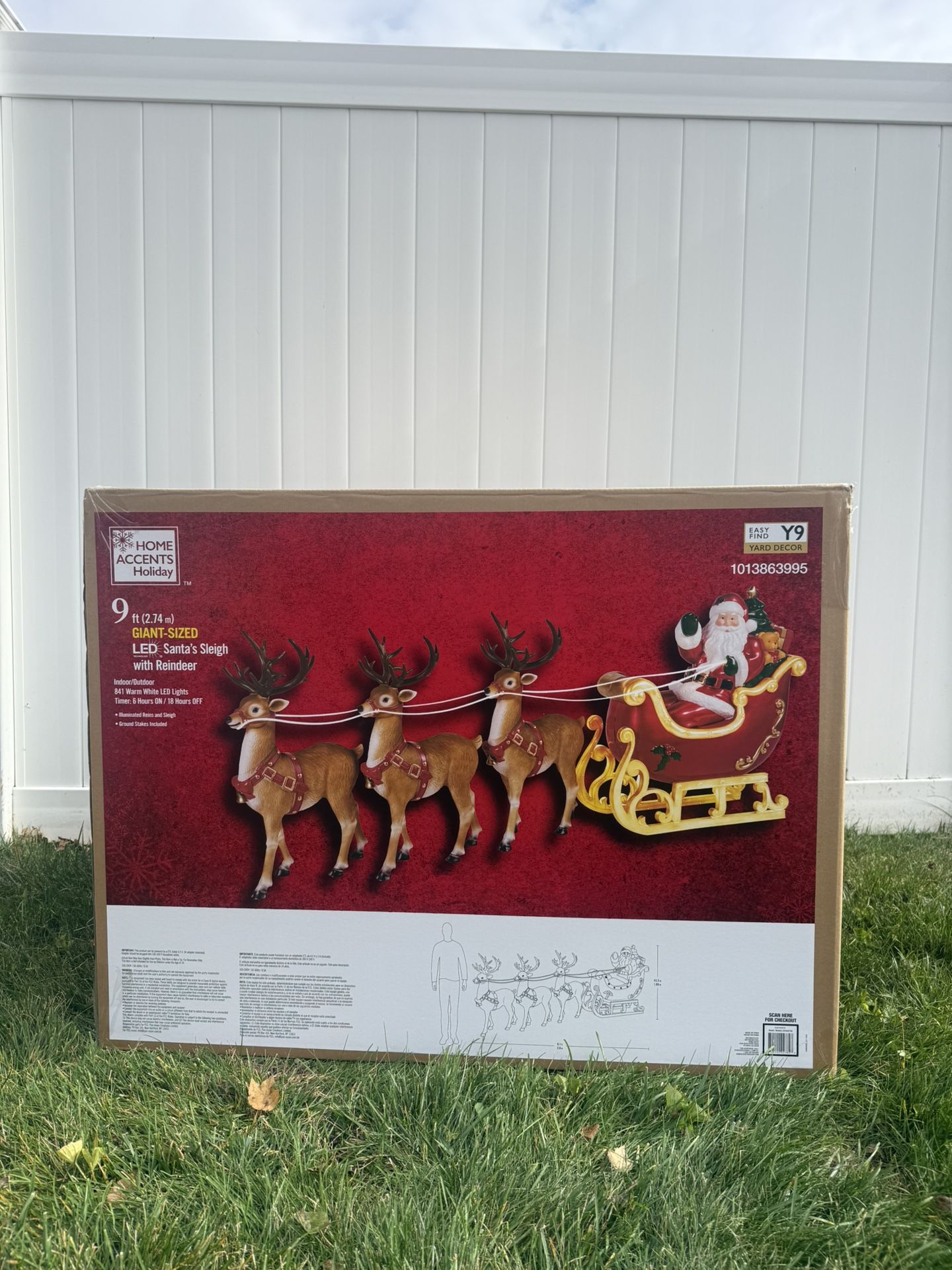 9 FT Giant Santa Sleigh with Reindeer