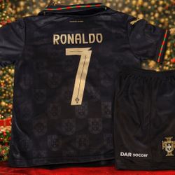 Puma Black 2026 Cristiano Ronaldo CR7Jersey and shorts kit