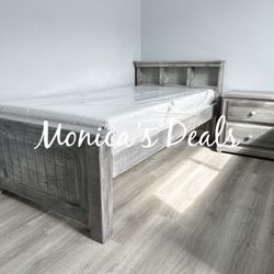 Twin Solid Wood Bed W/Foam Mattress & Nightstand $540