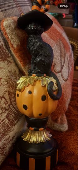Halloween Black Cat Pumpkin Figurine