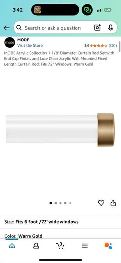 72" Acrylic Curtain Rod Set, Gold - C38