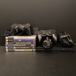 Sony PlayStation 2 PS2 Slim Console Bundle SCPH-75001 W/ Cords Controllers Games