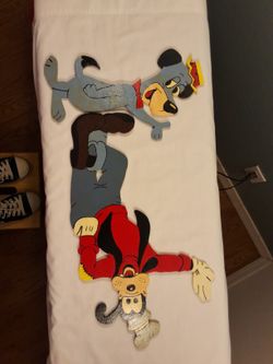 NOS, VINTAGE Wood Painted Cartoon Figures