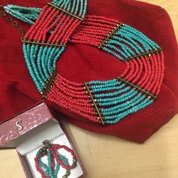 Coral & Turquoise Indian Necklace 