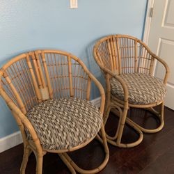 Natural Rattan Chair with Cushions Set Of Two (Pickup Whittier)