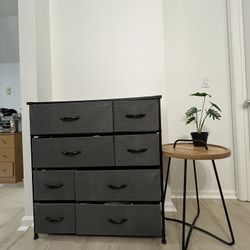 dresser drawer and side table with faux plant
