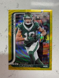 2025 Topps Chrome Football Allen Lazard Yellow Wave Refractor /275 #236 Jets