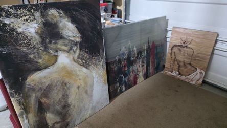 (3) Canvases. Asunygirl Woman, Penthouse View II & Retreat II on Canvas
